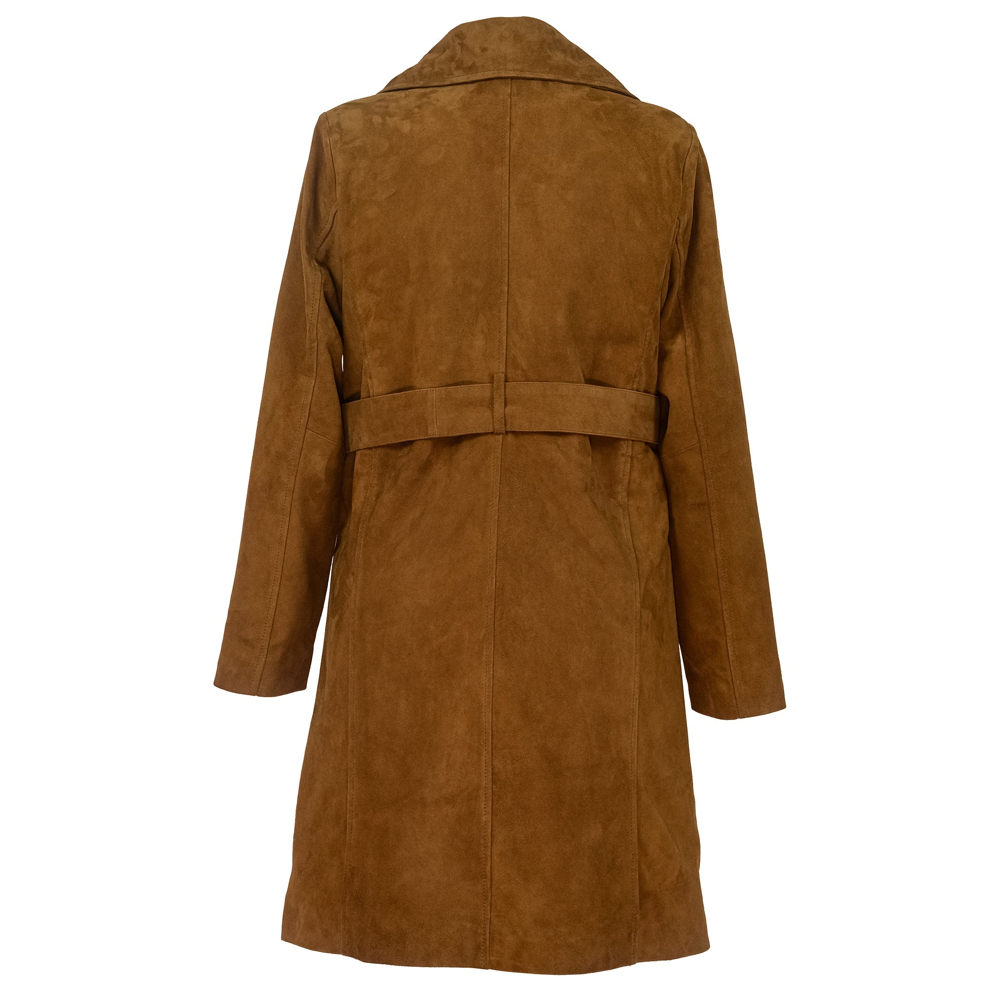 Women's Caramel Brown Suede Trench Coat